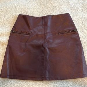 Atmosphere Maroon Leather Mini Skirt